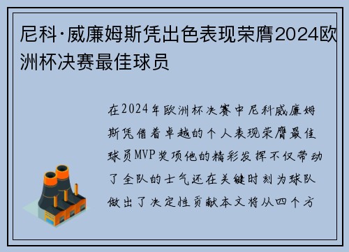 尼科·威廉姆斯凭出色表现荣膺2024欧洲杯决赛最佳球员